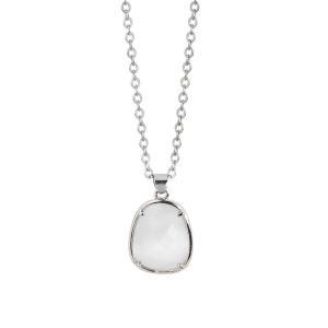 Collar con cristal facetado blanco