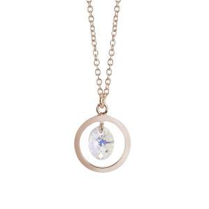 Collar rosa con cristal aurora boreal