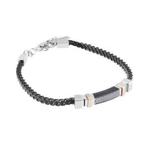 Brazalete de acero negra y rosa