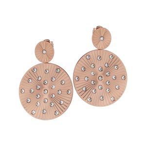 Pendientes rosas colgantes con decoración radial circular y cristales