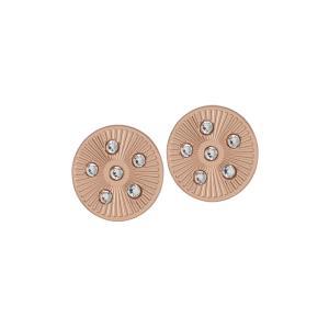Pendientes de botón rosas con decoración radial y cristales