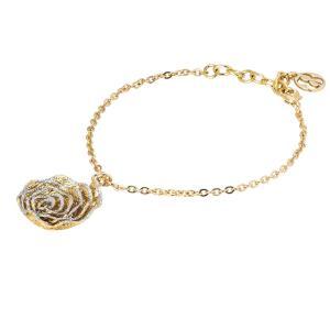 Pulsera dorada con rosa en purpurina plateada