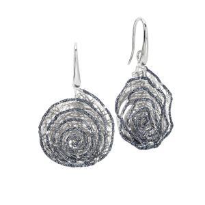 Pendientes con colgante en espiral de purpurina negra