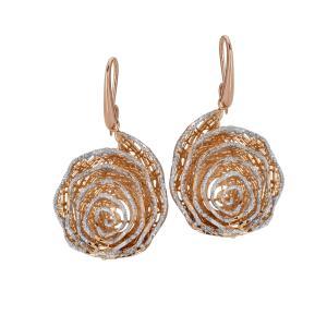 Pendientes rosas con colgante en espiral de purpurina plateada