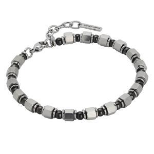 Brazalete con cubos de acero y pvd gris