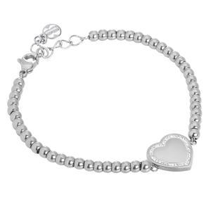 Pulsera de cuentas con corazón y strass