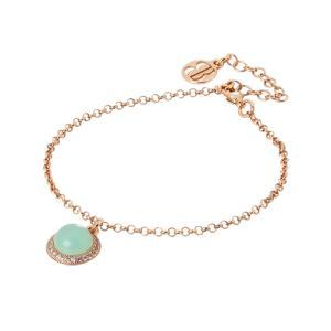 Pulsera con colgante cabujón verde agua y circonitas