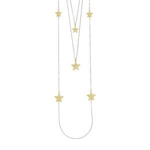 Collar de tres cadenas con estrellas rosadas