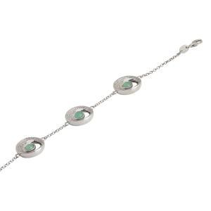 Pulsera con elementos lunares de circonitas y cristal verde agua