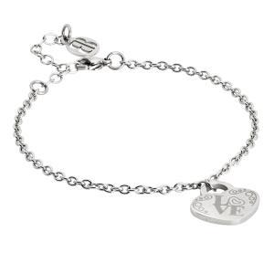 Pulsera con colgante de corazón e inscripción love