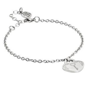 Pulsera con colgante de corazón y llave