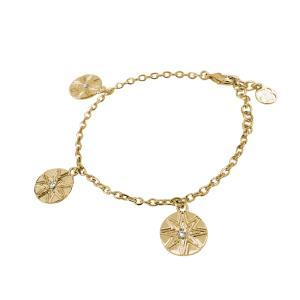 Pulsera bañada en oro amarillo con charms de rosa de los vientos