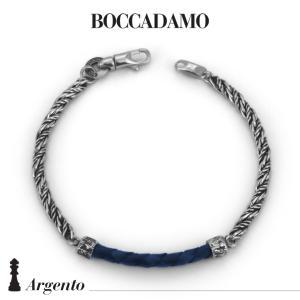 Pulsera cola de zorro con cordón de cuero azul