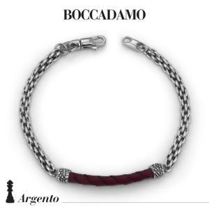 Pulsera de cadena eslabones entrelazados y cordón de cuero rojo