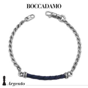 Pulsera con cadena de cuerda y cordón de cuero azul