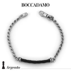 Pulsera con cadena en forma de cuerda y cordón de cuero negro