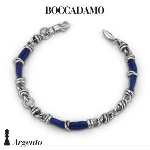 Pulsera con nudos de plata y cuero azul