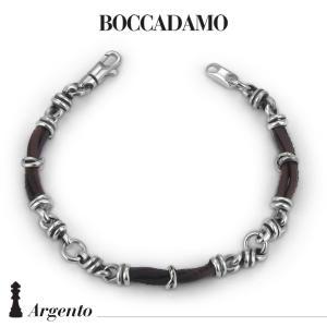 Pulsera con nudos en plata y cuero marrón