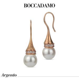 Pendientes de gancho bañados en oro rosa con perla y circonitas