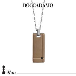 Collar con placa en pvd oro rosa y circonita