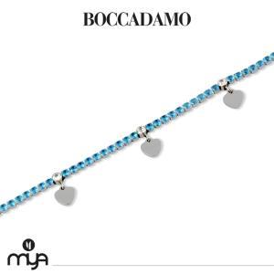 Pulsera tenis con cristales azules y corazones