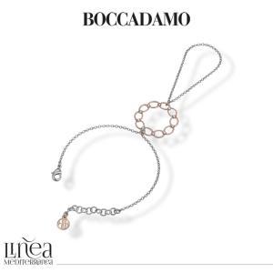 Pulsera de cadena con anillo y decoración central bañada en oro rosa