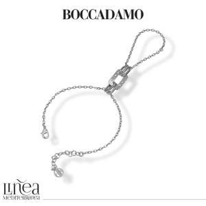 Pulsera de cadena con anillo con eslabones rectangulares rodiados