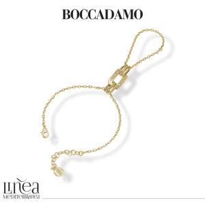 Pulsera de cadena con anillo bañada en oro amarillo con eslabones rectangulares