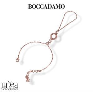 Pulsera de cadena con anillo, bañada en oro rosa y decorada con rombos
