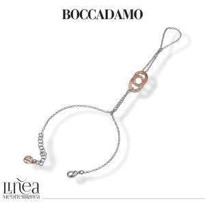 Pulsera de cadena con anillo bañada en oro rosa con eslabones ovalados