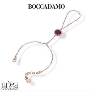 Pulsera de cadena con anillo, cristal turmalina roja y circonitas