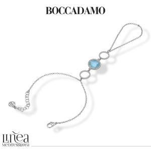 Pulsera de cadena con anillo, cristal aguamarina sharada y decoración central