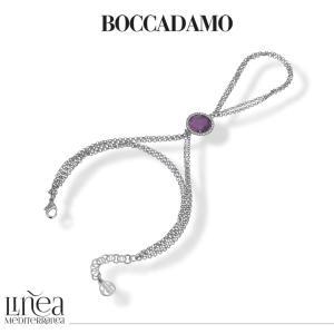 Pulsera de cadena doble con anillo y cristal amatista.