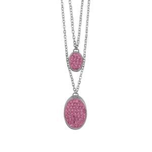 Collar de cadena doble con strass rosa claro