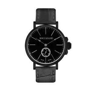 Reloj solo tiempo negro con correa de piel negra