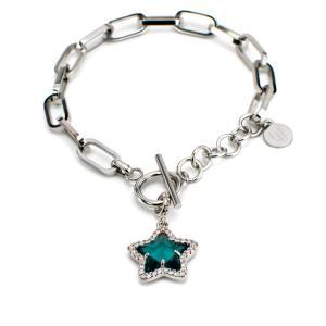 My/br33 pulsera de cadena ovalada con estrella de circonitas y piedra coloreada