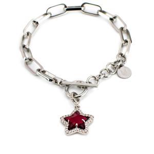 My/br35 pulsera de cadena ovalada con estrella de circonitas y piedra coloreada