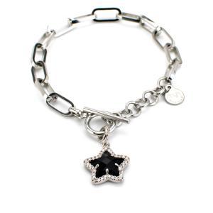 My/br36 pulsera de cadena ovalada con estrella de circonitas y piedra coloreada