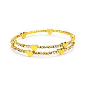 Jj/br38 brazalete rígido bañado en oro amarillo con corazones