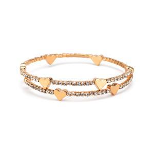 Jj/br39 brazalete rígido bañado en oro rosa con corazones