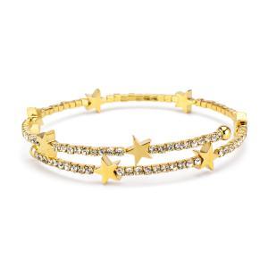 Jj/br41 brazalete rígido bañado en oro amarillo con estrellas