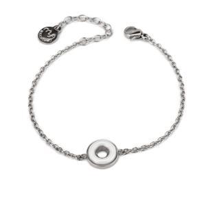 Ca/br10 pulsera en acero rodiado con central en forma de rosquilla