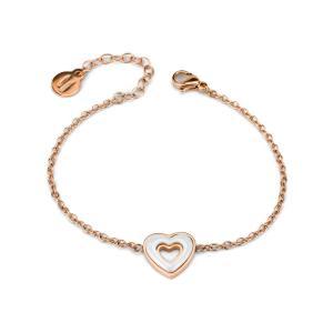Ca/br15 pulsera de acero, bañada en oro rosa, con central en forma de corazón