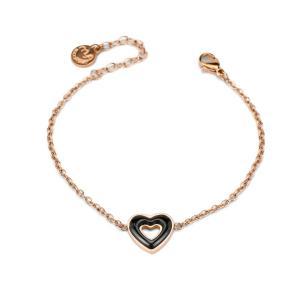 Ca/br18 pulsera de acero, bañada en oro rosa, con central en forma de corazón