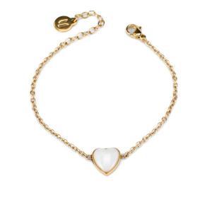 Ca/br20 pulsera de acero, bañada en oro amarillo, con centro de corazón pleno