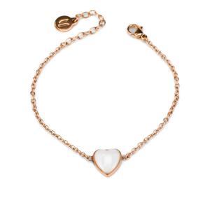 Ca/br21 pulsera de acero, bañada en oro rosa, con central en forma de corazón pleno