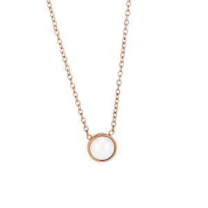 Ca/gr06 collar de acero rodiado bañado en oro rosa con central redondo