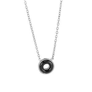Ca/gr07 collar en acero rodiado con central en forma de rosquilla