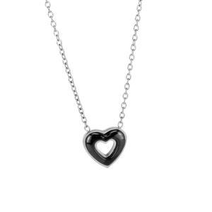 Ca/gr16 collar de acero rodiado con corazón central