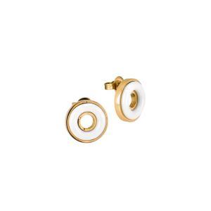 Ca/or11 pendientes de botón, bañados en oro amarillo, con módulo de rosquilla